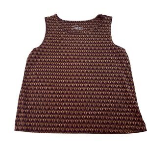 Soft by Avenue Tank Top Brown Tan Art Deco Geometric Sleeveless Blouse Plus Size